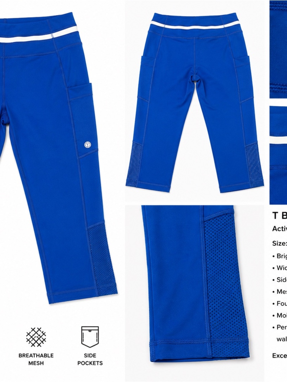 T by Talbots Royal Blue Active Capri Leggings | Size Medium